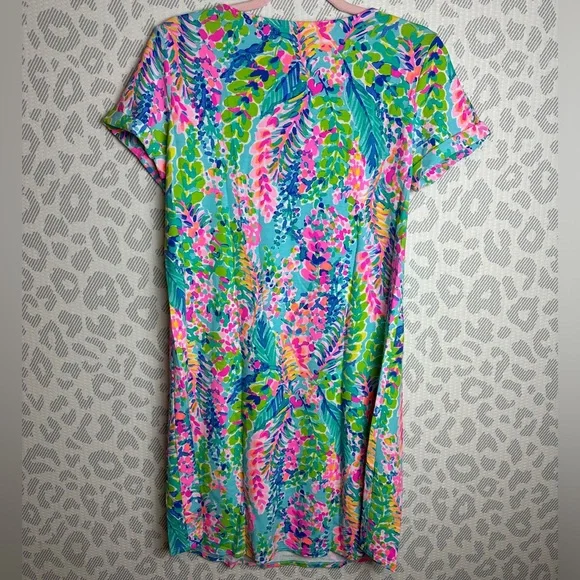 LILLY PULITZER UPF 50+ TAMMY CATCH THE WAVE SHORT SLEEVE DRESS 29495 SZ MEDIUM - Picture 4 of 10